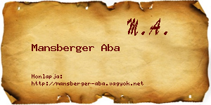 Mansberger Aba névjegykártya